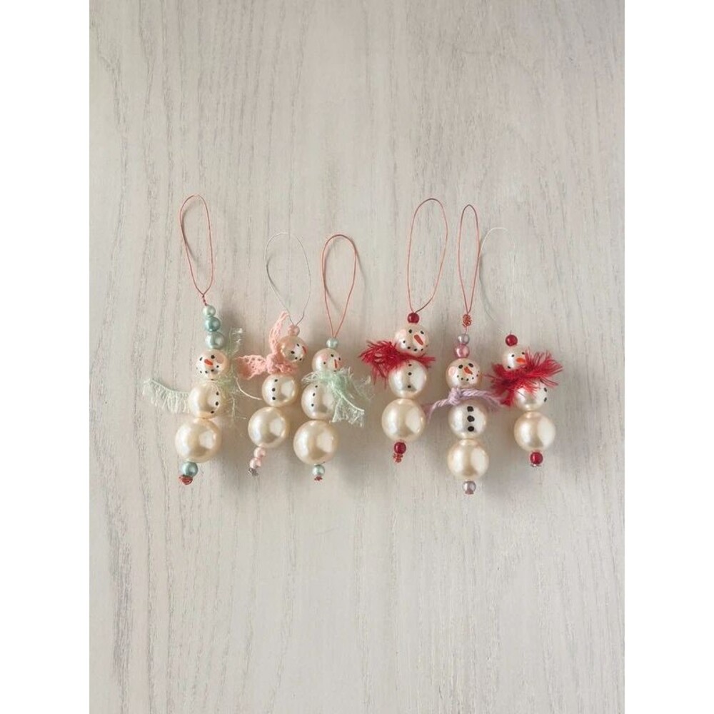 Pearl Bead Snowman Ornaments